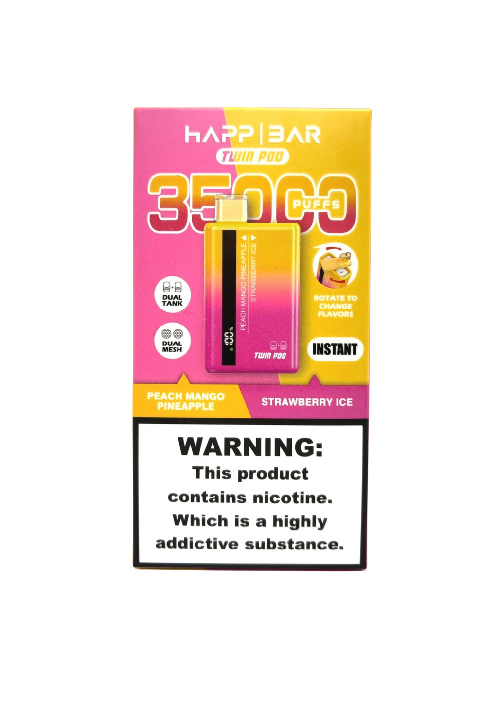 Happ Bar 35k – PEACH MANGO PINEAPPLE + STRAWBERRY ICE
